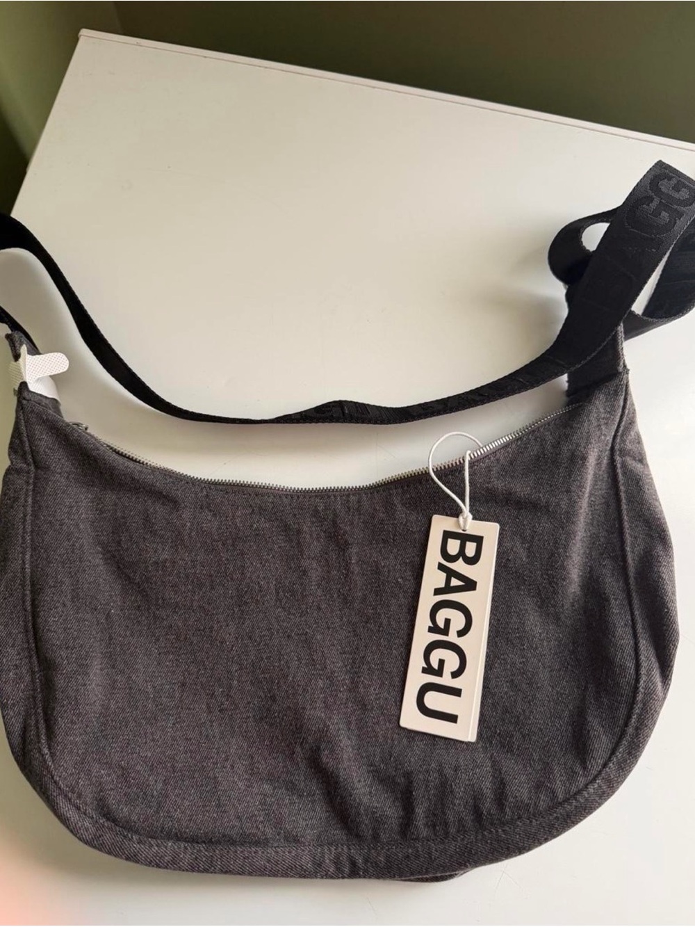 BAGGU Crescent Crossbody Bag in Charcoal